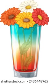 Vector illustration of vibrant flowers in water