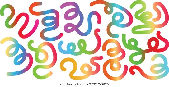Ilustração vetorial de uma faixa de gradiente vibrante com linhas onduladas orgânicas fluentes e formas coloridas abstratas para anúncios e projetos de design