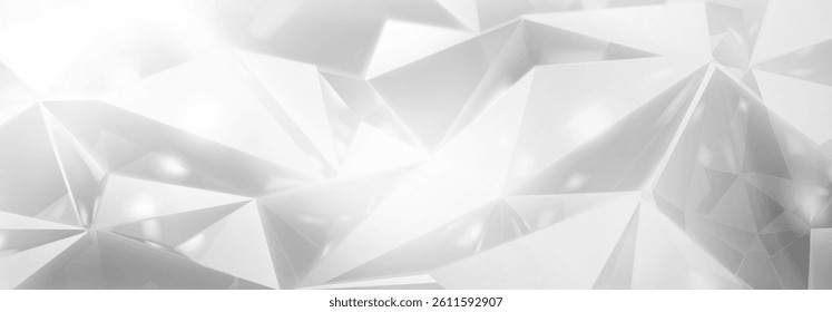 Vector illustration of vibrant gray abstract crystal background with geometric shapes and light effects, creating a modern futuristic design.