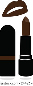 Vector illustration of a vibrant lipstick in a sleek tube, with a glossy finish and bold color, perfect for makeup and beauty designs