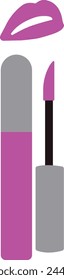 Vector illustration of a vibrant lipstick in a sleek tube, with a glossy finish and bold color, perfect for makeup and beauty designs