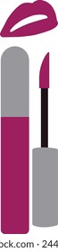 Vector illustration of a vibrant lipstick in a sleek tube, with a glossy finish and bold color, perfect for makeup and beauty designs