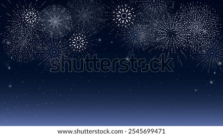 Vector illustration of a vibrant night sky with fireworks, perfect for festive, New Year, or celebratory themes.