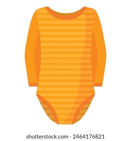 Ilustración vectorial de una onesie de bebé a rayas de color naranja vibrante, perfecta para diseños de prendas de neonato