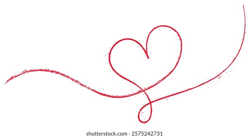 Vector illustration of a vibrant red heart drawn with a textured continuous line, perfect for romantic and creative designs.