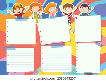 Vector illustration of a vibrant to-do list with kids