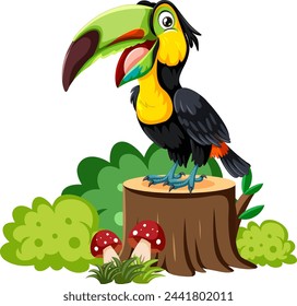Vector illustration of a vibrant toucan in nature