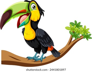 Vector illustration of a vibrant toucan perched.
