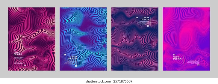 Vector illustration. Vibrant wavy patterns with dynamic neon lines. Psychedelic retro aesthetic combining fluid motion and optical effects. Design for posters, banners, or modern design layouts