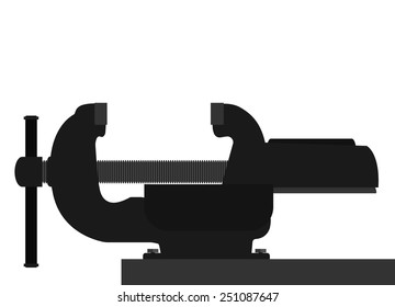 Vector illustration. Vice for fixing objects. Isolated on white background.