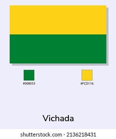 Vector Illustration of Vichada flag isolated on light blue background. Illustration Vichada flag with Color Codes. As close as possible to the original. ready to use, easy to edit. vector eps10.
