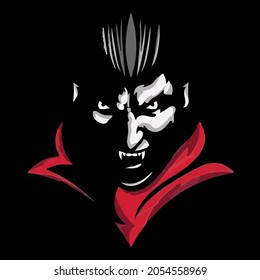 Vector Illustration Of Vicious Dracula Logo Template With Black Background