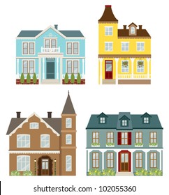 Vector illustration of Victorian style houses.