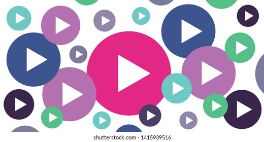 vector illustration for video broadcasting round colorful buttons background
