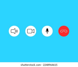 Vector illustration of video call icon set on blue background.