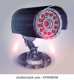Vector illustration of the video camera, art for web and print design appealing for security and technology theme.