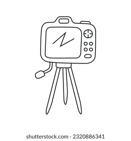 Ilustración vectorial de la cámara de vídeo en estilo doodle