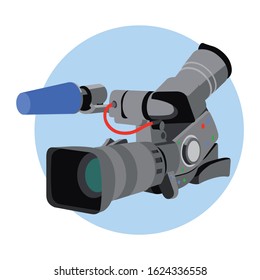 vector illustration of video camera with flat colors