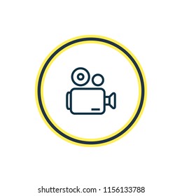 Vector illustration of video camera icon line. Beautiful celebration element also can be used as camcorder icon element.