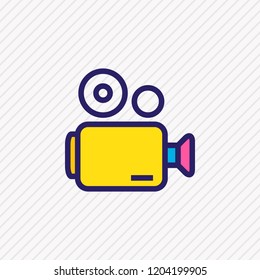 Vector illustration of video camera icon colored line. Beautiful celebrate element also can be used as camcorder icon element.