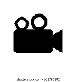 Vector Illustration  of video camera icon 8 bit pixel. EPS8 .