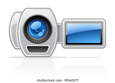 Vector illustration of video camera on white background