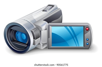 Vector illustration of of video camera on white background