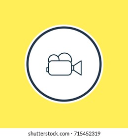 Vector Illustration Of Video Camera Outline. Beautiful Hardware Element Also Can Be Used As Camcorder Element.