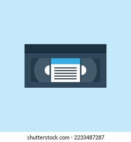 Vector illustration of video cassette icon. Retro VHS.