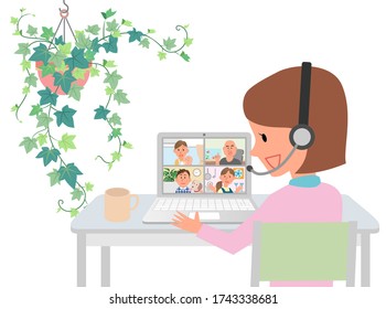 vector illustration of video conference