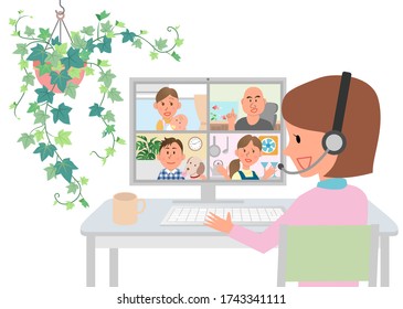 ilustración vectorial de videoconferencia
