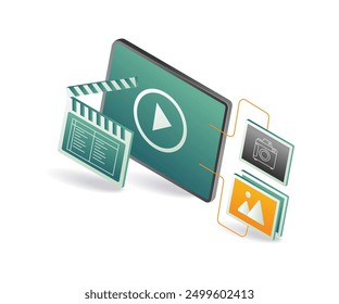 A vector illustration of video editing software interface