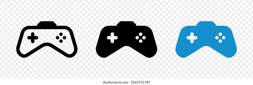 Vector illustration of video game controller icon set isolated on transparent background