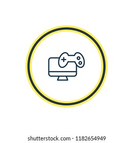 Vector illustration of video game icon line. Beautiful activities element also can be used as gamepad icon element.
