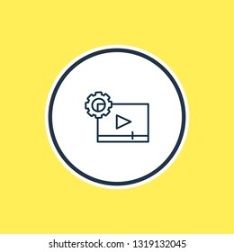Vector illustration of video maker icon line. Beautiful activities element also can be used as cinematography icon element.