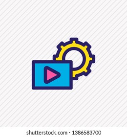 Vector illustration of video marketing icon colored line. Beautiful advertising element also can be used as movie setting icon element.