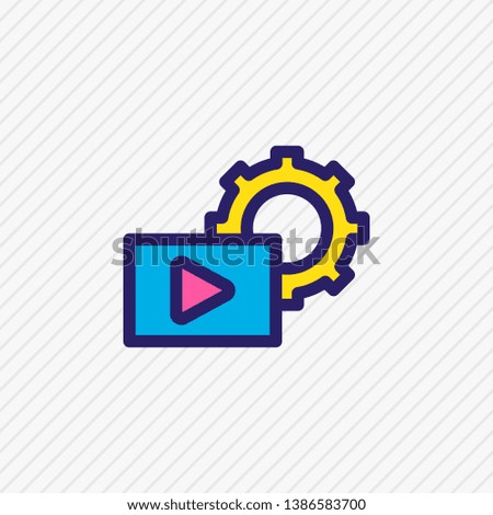 Vector illustration of video marketing icon colored line. Beautiful advertising element also can be used as movie setting icon element.