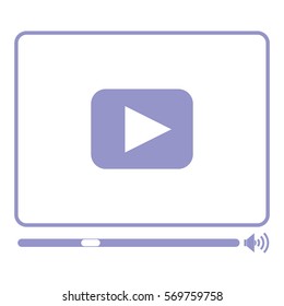 Ilustración vectorial del icono del reproductor de vídeo en violeta
