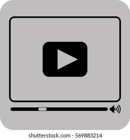 Vector Illustration of Video Player Icon in  Black

