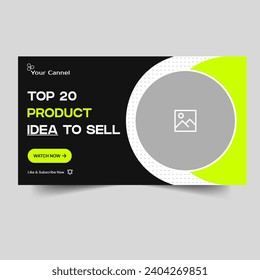 Vector illustration video thumbnail banner design for product sell tips and tricks, product review video cover banner design, customizable vector eps 10 file format