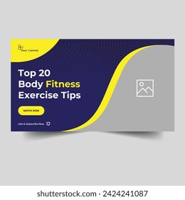 Vector illustration video tutorial fitness tips and  tricks thumbnail banner design, workout plan techniques, fully editable vector eps 10 file format