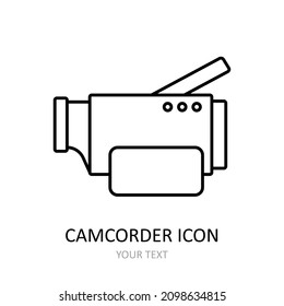 Ilustración vectorial con icono de videocámara. Dibujo de esquema. 