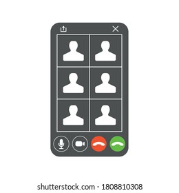 
Vector illustration. Videoconference by phone.