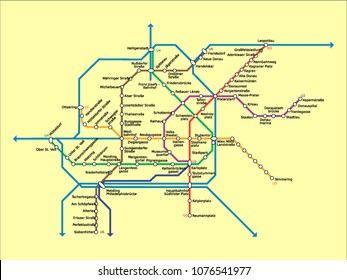 Vector illustration of the Vienna Subway Map