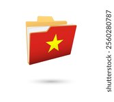 Vector illustration of Vietnam flag isolated in file folder on white background.