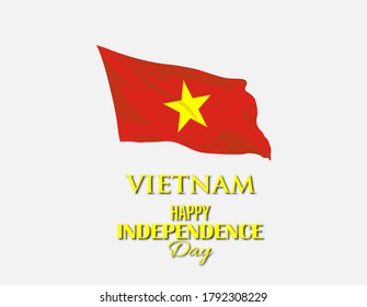 Vector Illustration of Vietnam independence day white background and yellow star flag on Vietnam.