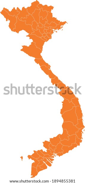 Vector Illustration Vietnam Map Stock Vector (Royalty Free) 1894855381 ...