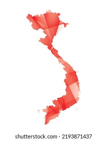 vector illustration of Vietnam map with red colored geometric shapes