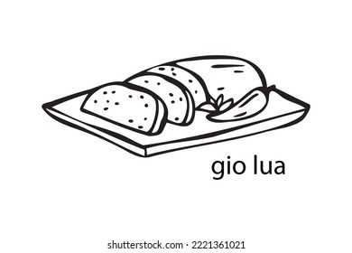 Vector illustration of a Vietnamese dish - gio lua. New Year's food.