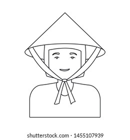 Vector illustration of vietnamese and girl logo. Collection of vietnamese and costume stock vector illustration.